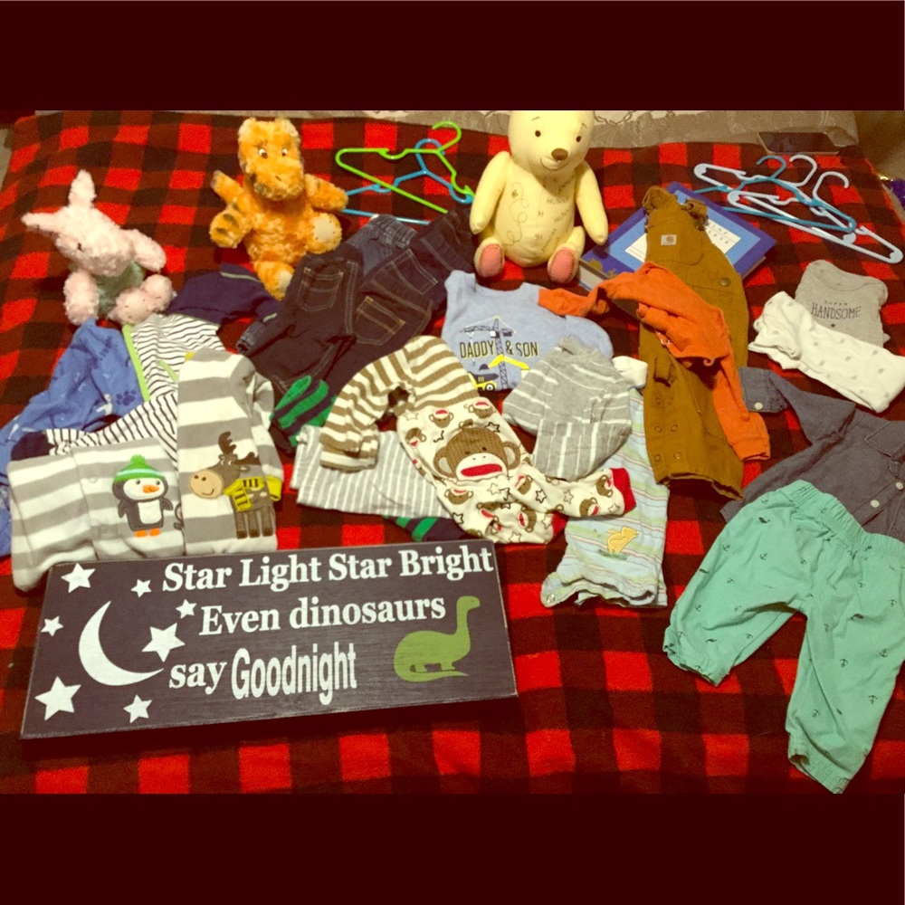 Lot of 6 month baby boy clothes.